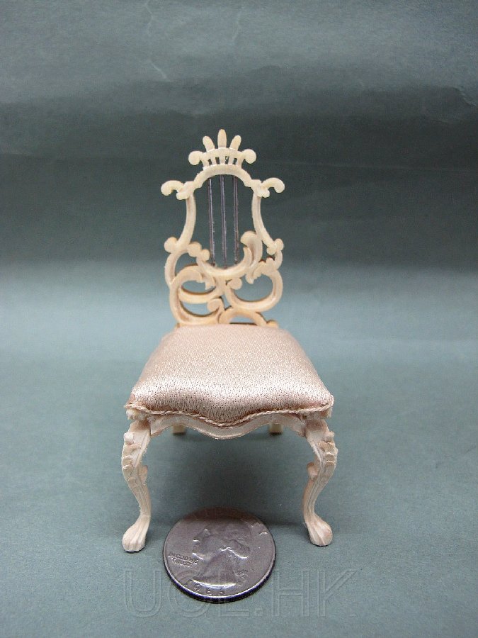 1:12 Scale Miniature Doll House Fantasy Lyre Stool-Unpainted